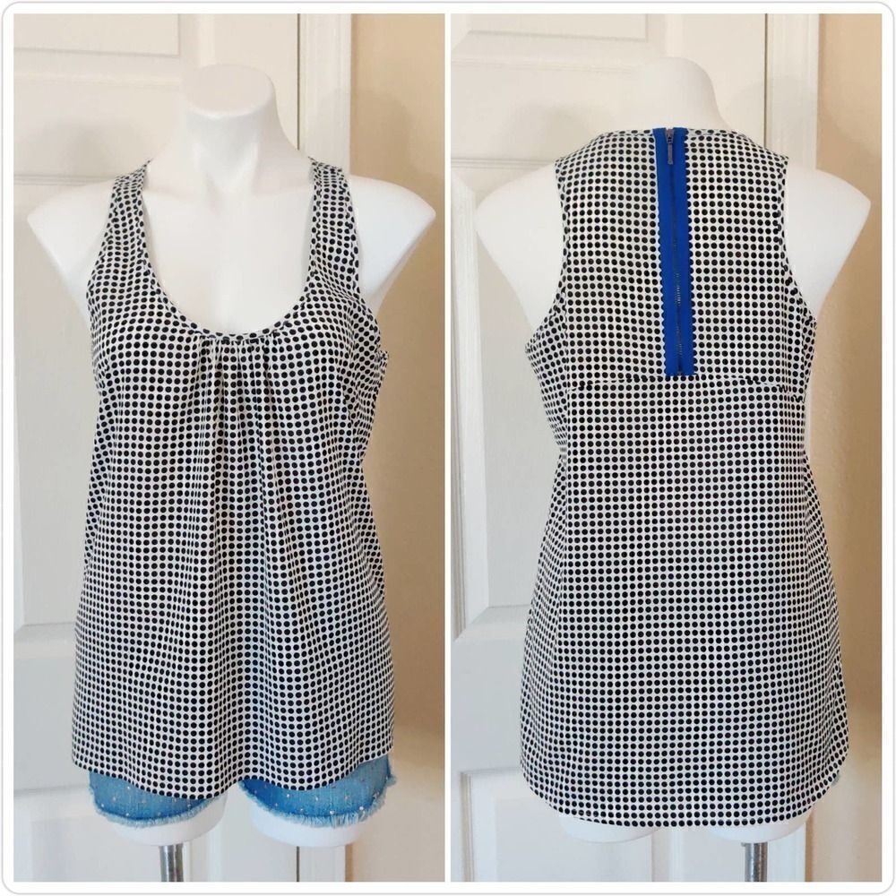 Vince Camuto polka dot zip back sleeveless top S